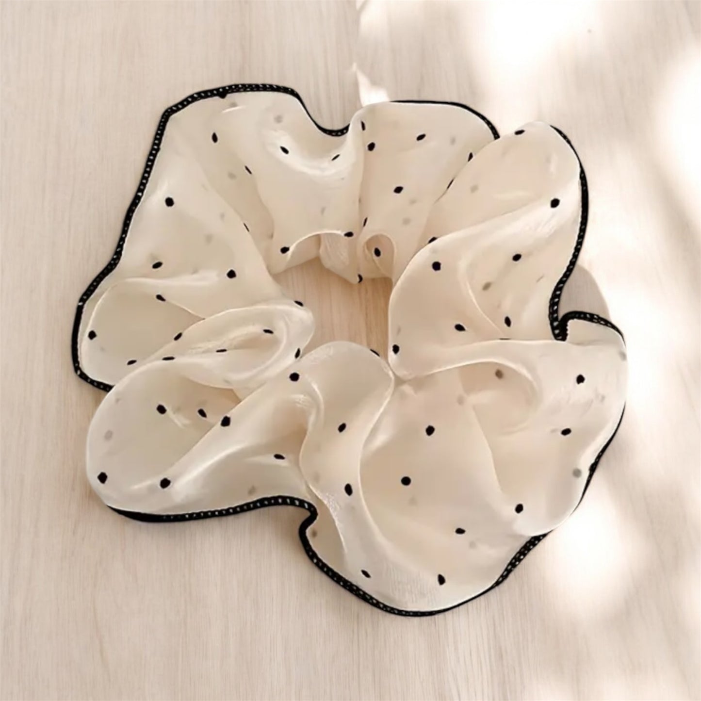 Parisian Chic: 3pcs French Style Polka Dot Satin Hair Scrunchies
