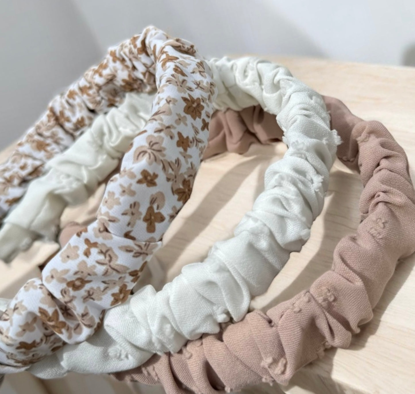 Vintage Ditsy Floral Print Ruffle Headbands: Set of 3