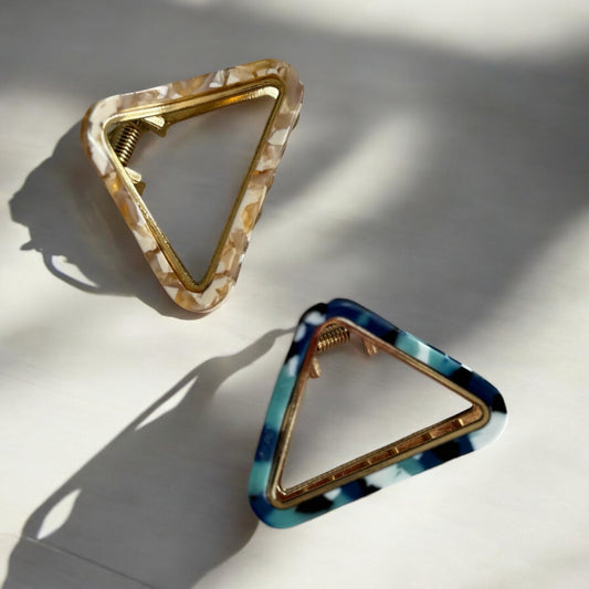 Chic Geometric Acetate Hair Claw with Metal Clip: Elegant & Modern Accessory