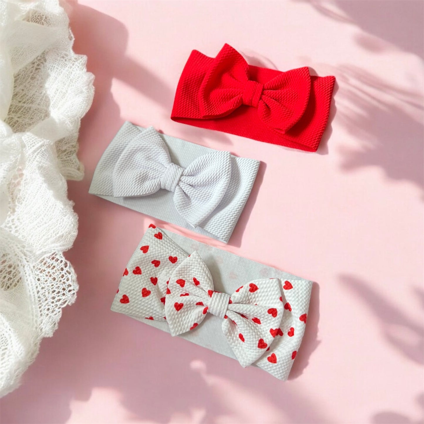 Valentine Baby Girl Headbands with Bows: Set of 3 Adorable & Stylish Accessories