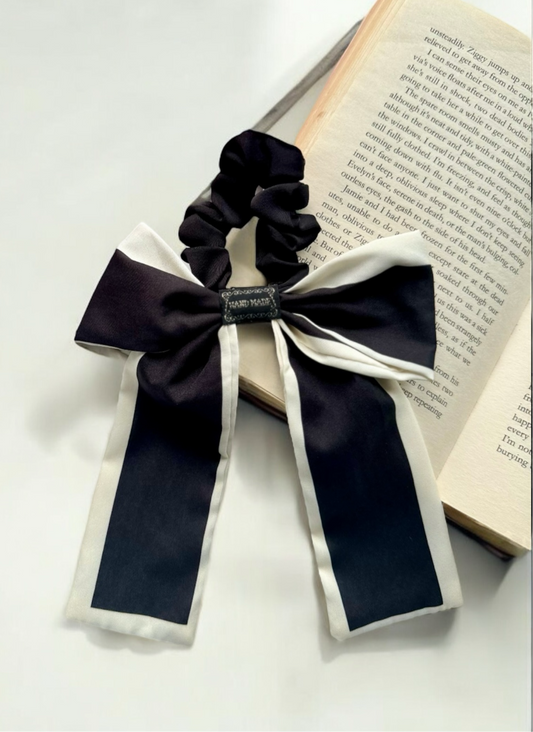 Deluxe Elegance: Handcrafted Bow Scrunchies in Black