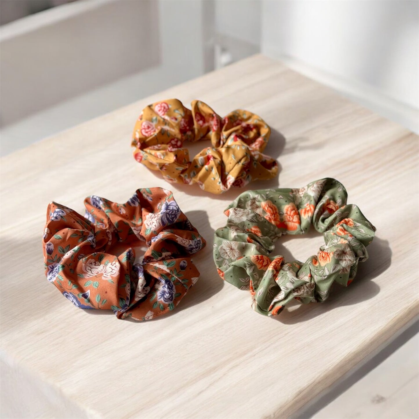 Floral Meadow: Pack of 3 Scrunchies with Flower Details