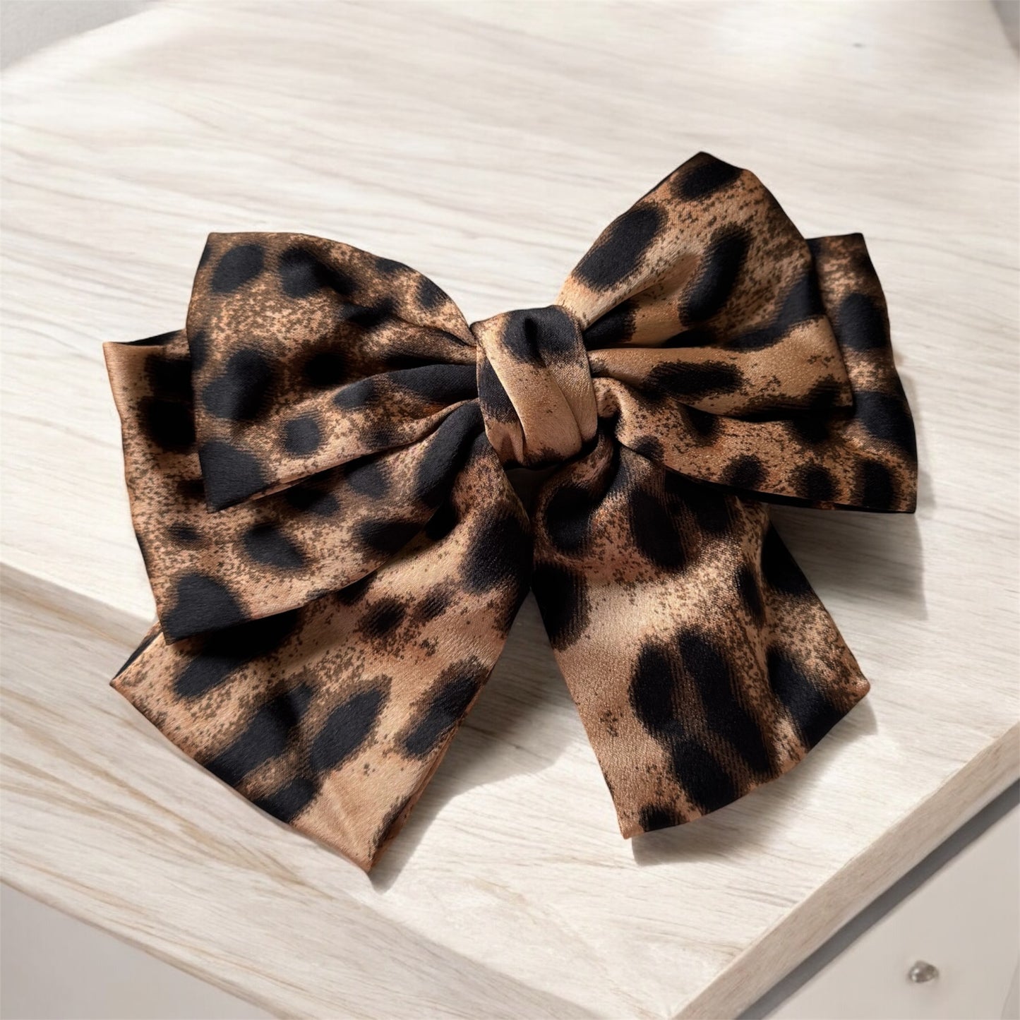 Animal Print Bow Barrette Clip: Wild & Stylish Hair Accessory