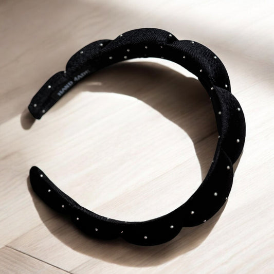 Black Velvet Headband with Glitter: Glamorous & Elegant Accessory