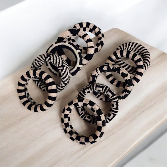 Classic Black and White Hair Ties: Set of 10