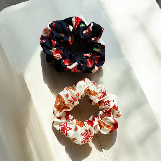 Christmas Scrunchies Pack of 2: Festive & Fun Holiday Hair Accessories