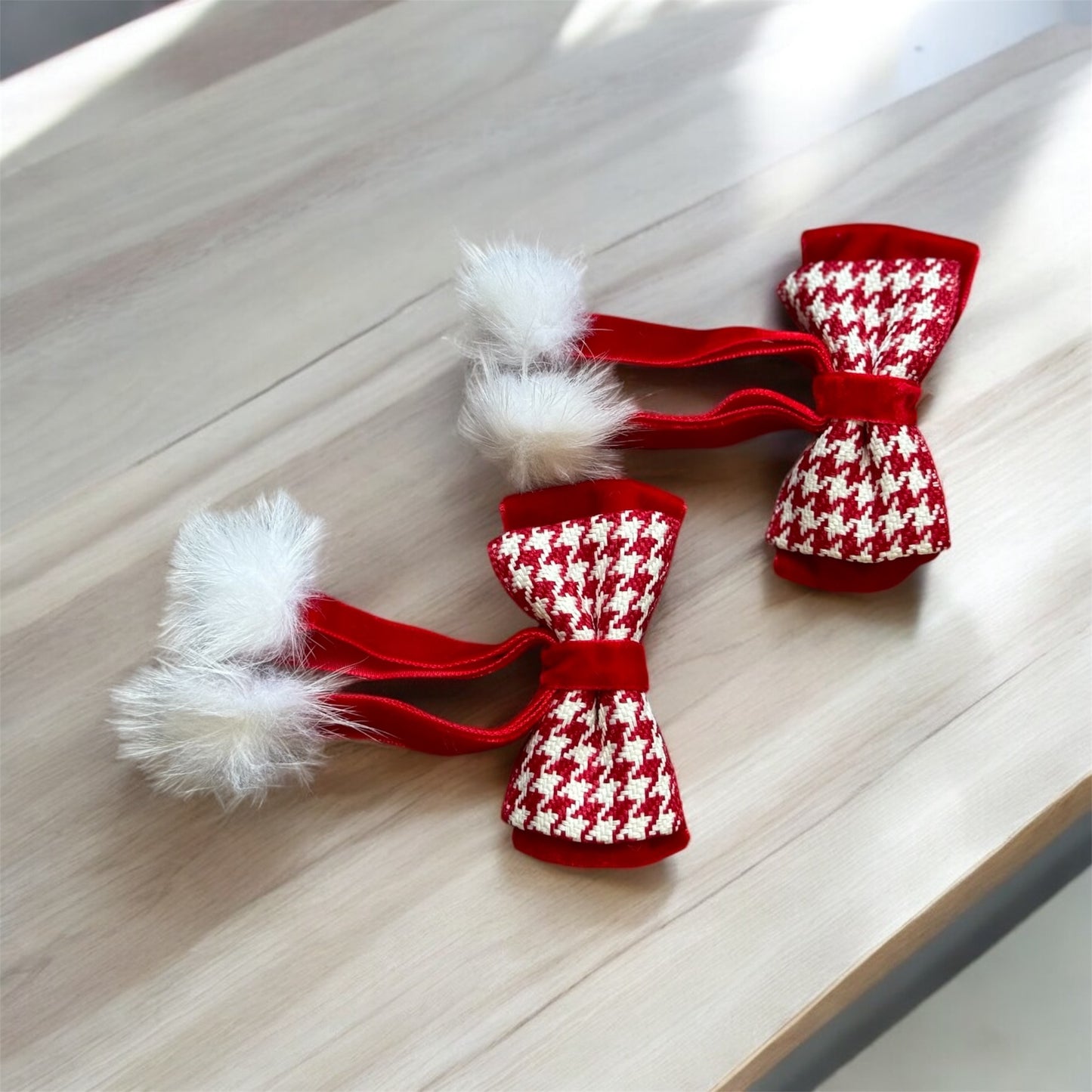 Holiday Cheer Bow Clips for Girls with Pom-Poms: Festive & Fun Hair Accessories