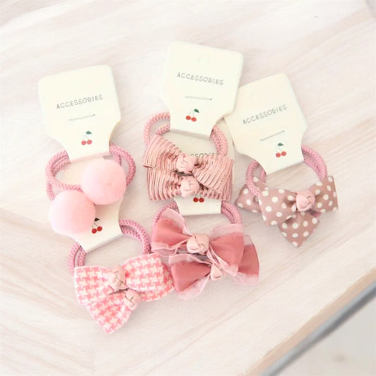 Set of 5 Girl Hair Ties with Bows: Cute & Functional Accessories