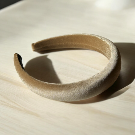 Khaki Gold Velvet Headband: Luxurious & Soft Hair Accessory