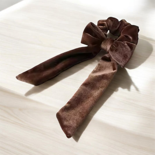 Velvet Scrunchie with Long Bow: Elegant & Sophisticated Hair Accessory