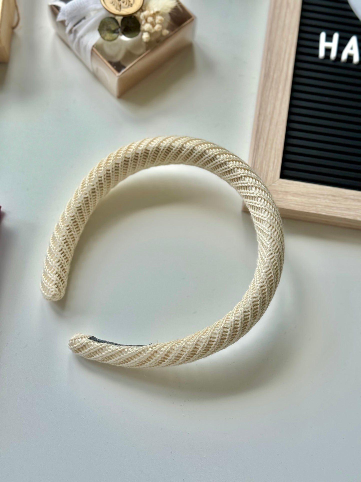 Handmade Knitted Cream Headband