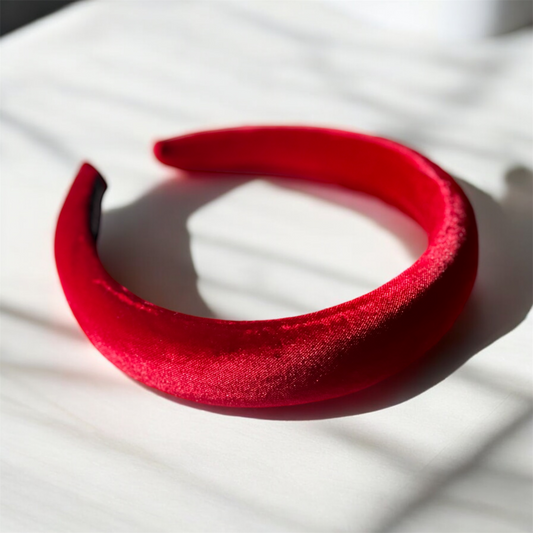 Bright Red Velvet Headband: Bold & Soft Hair Accessory