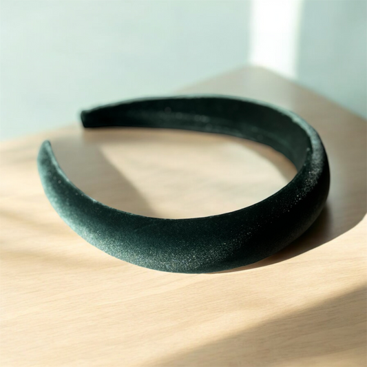 Dark Green Velvet Headband: Luxurious & Soft Hair Accessory