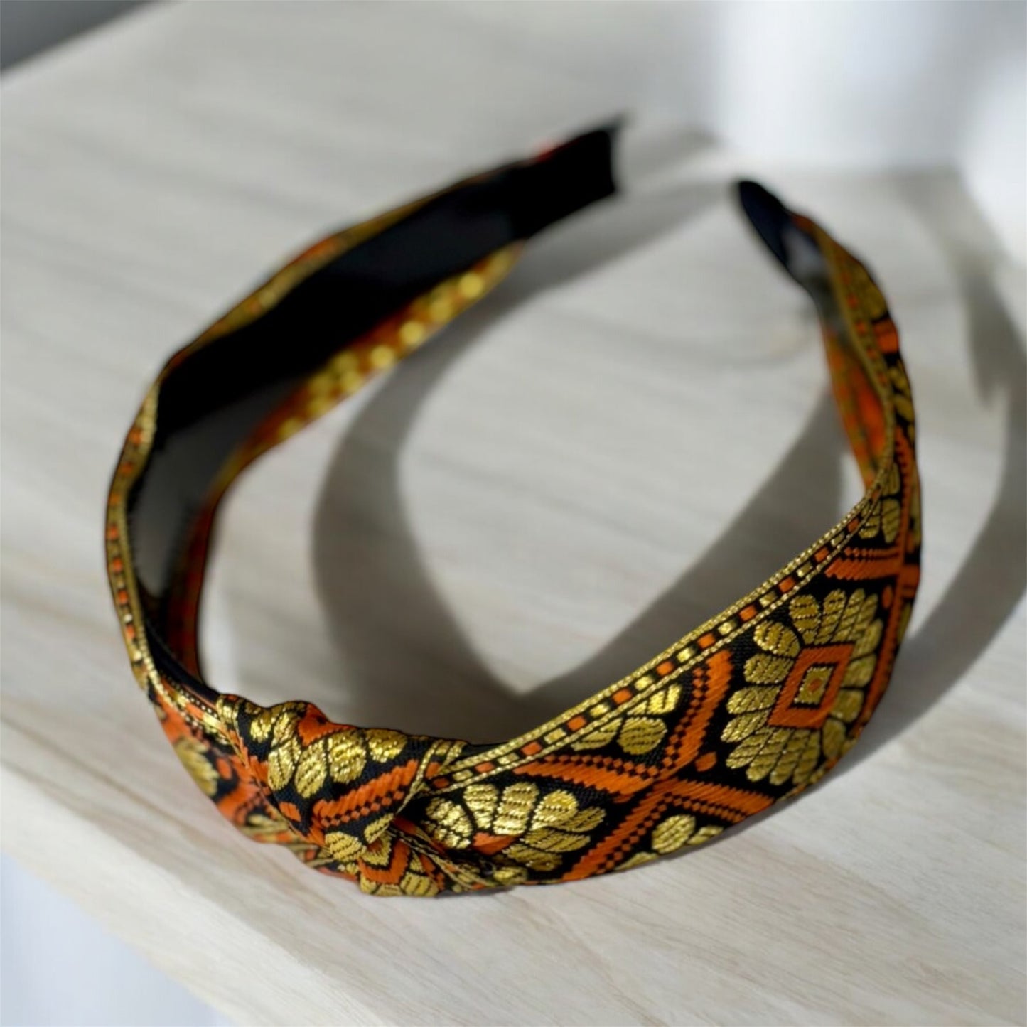 Knotted Headband Boho style- Handmade in Red/ Gold colour