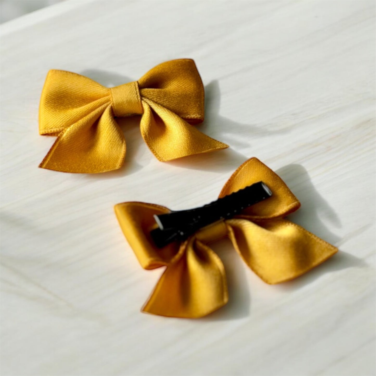 Sunshine Sparkle: Yellow Mini Bow Clips for Girls