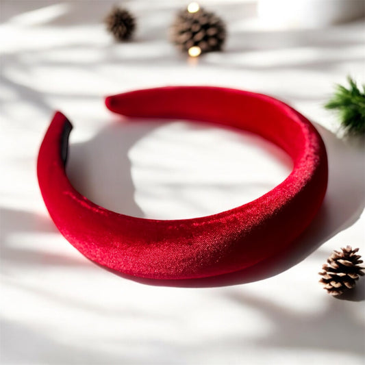 Bright Red Velvet Headband: Bold & Soft Hair Accessory