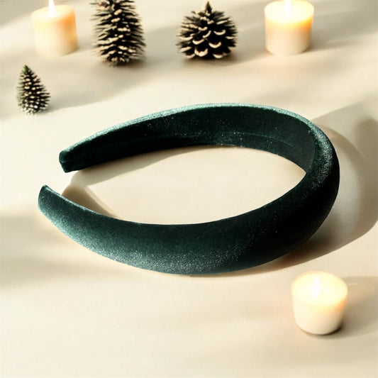 Dark Green Velvet Headband: Luxurious & Soft Hair Accessory