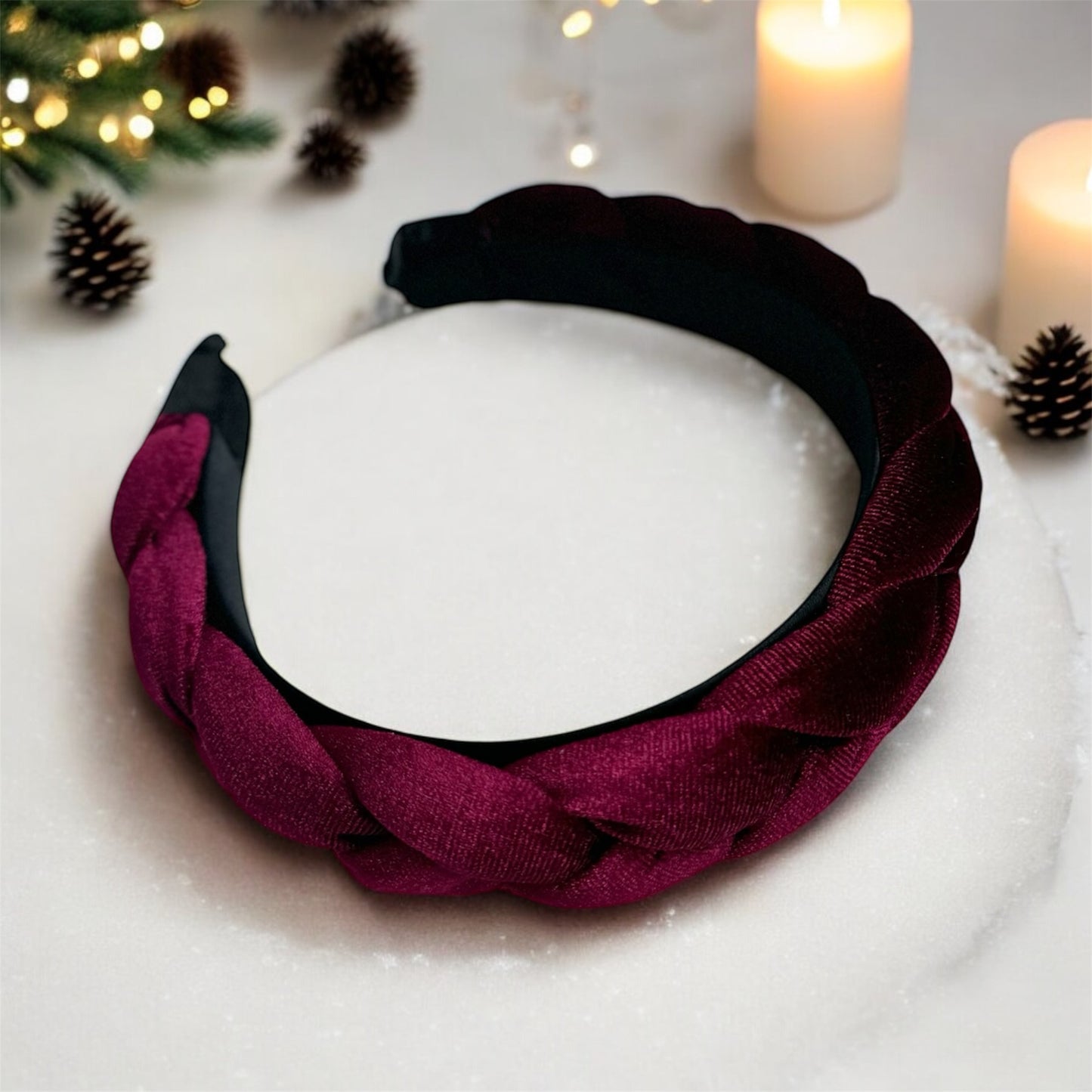 Burgundy Velvet Twisted Wide Headband: Elegant & Luxurious Hair Accessory