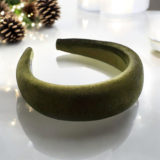 Olive Velvet Wide Headband: Chic & Comfortable Hair Accessory