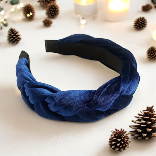 Royal Blue Velvet Twisted Wide Headband: Luxurious & Stylish Hair Accessory