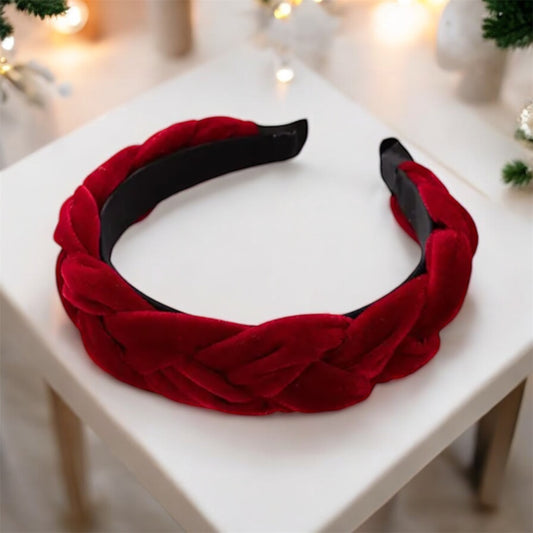 Red Velvet Twisted Wide Headband: Elegant & Luxurious Hair Accessory