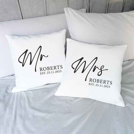 Personalised Gift Cushion – Custom Design for Loved Ones Mr and Mrs